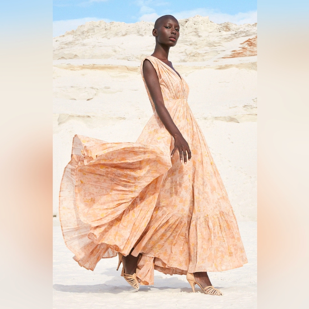Mes Demoiselles Paris Sunkissed Floral Dress in Ocre 36 French NWT 4